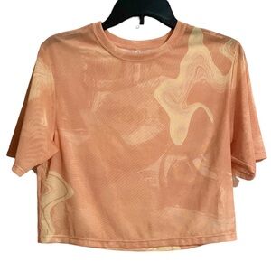 Fabletics New without tag sheer oversized crop top orange and yellow